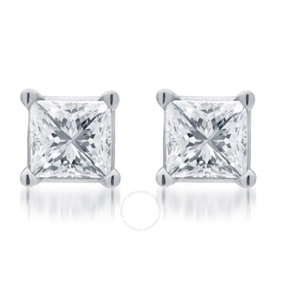 Diamondmuse Diamond Muse 0.50 Cttw 10kt White Gold Princess Cut Diamond Stud Earrings For Women In Metallic