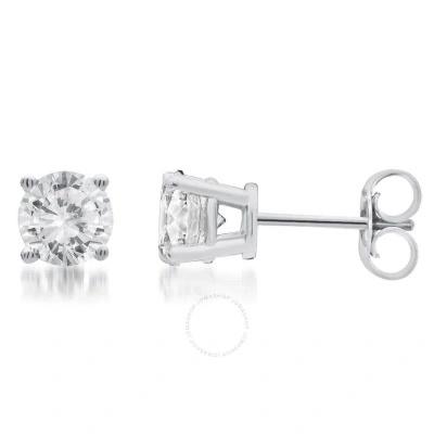Diamondmuse Diamond Muse 0.50 Cttw 10kt White Gold Round Cut Solitaire Diamond Stud Earrings For Women In Metallic