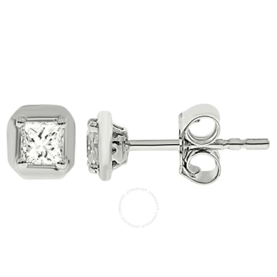 Diamondmuse Diamond Muse 0.50 Cttw 10kt White Gold Square Diamond Stud Earrings For Women In Metallic