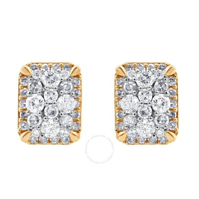 Diamondmuse Diamond Muse 0.50 Cttw 14kt Gold Round Cut Diamond Cluster Stud Earrings For Women In Yellow