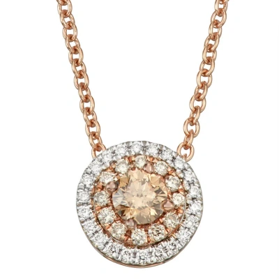 Diamondmuse Diamond Muse 0.50 Cttw 14kt Rose Gold Double Frame Diamond Pendant Necklace For Women