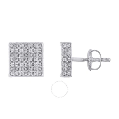 Diamondmuse Diamond Muse 0.50 Cttw 14kt White Gold Classy Square Diamond Cluster Stud Earrings For Women For Wom