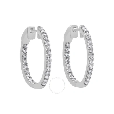 Diamondmuse Diamond Muse 0.50 Cttw 14kt White Gold Inside Out Diamond Hoop Earrings For Women In Metallic