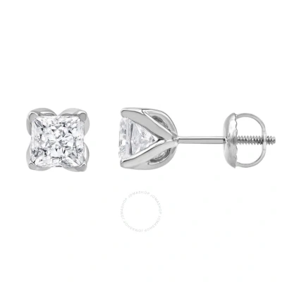 Diamondmuse Diamond Muse 0.50 Cttw 14kt White Gold Princess Cut Diamond Stud Earrings For Women In Metallic
