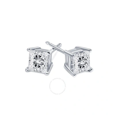 Diamondmuse Diamond Muse 0.50 Cttw 14kt White Gold Princess Cut Diamond Stud Earrings For Women