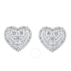 DIAMONDMUSE DIAMOND MUSE 0.50 CTTW 14KT WHITE GOLD ROUND CUT DIAMOND HEART STUD EARRINGS FOR WOMEN