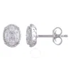 DIAMONDMUSE DIAMOND MUSE 0.50 CTTW 14KT WHITE GOLD ROUND CUT DIAMOND OVAL STUD EARRINGS FOR WOMEN