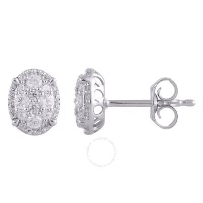 Diamondmuse Diamond Muse 0.50 Cttw 14kt White Gold Round Cut Diamond Oval Stud Earrings For Women In Metallic