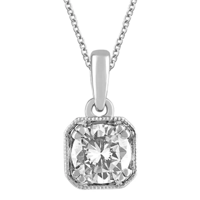 Diamondmuse Diamond Muse 0.50 Cttw 14kt White Gold Round Cut Diamond Pendant Necklace For Women In Metallic