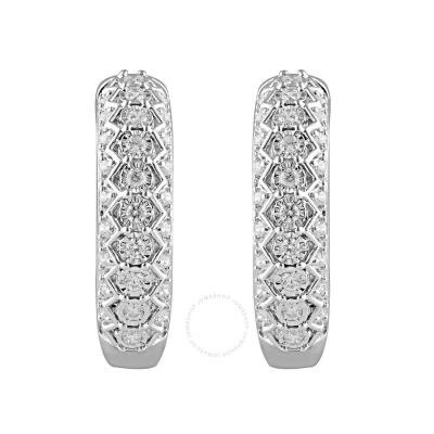 Diamondmuse Diamond Muse 0.50 Cttw White Gold Over Sterling Silver Round Cut Diamond Hoop Earrings For Women In Metallic