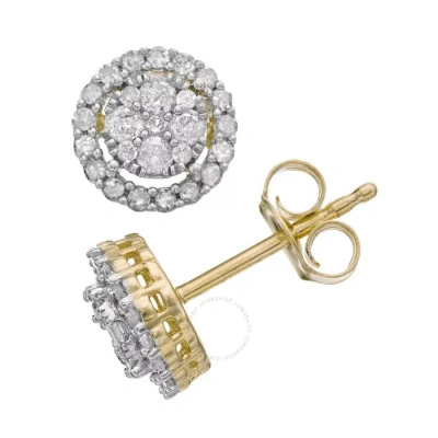 Diamondmuse Diamond Muse 0.50 Cttw Yellow Gold Over Sterling Silver Diamond Round Halo Stud Earrings