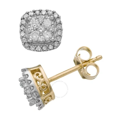 Diamondmuse Diamond Muse 0.50 Cttw Yellow Gold Over Sterling Silver Diamond Square Shape Halo Stud Earrings