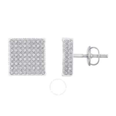 Diamondmuse Diamond Muse 0.64 Cttw 14kt White Gold Classy Square Diamond Cluster Stud Earrings For Women For Wom