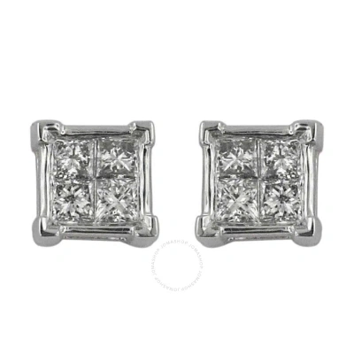 Diamondmuse Diamond Muse 0.75 Cttw 14kt White Gold Princess Cut Diamond Stud Earrings For Women In Metallic