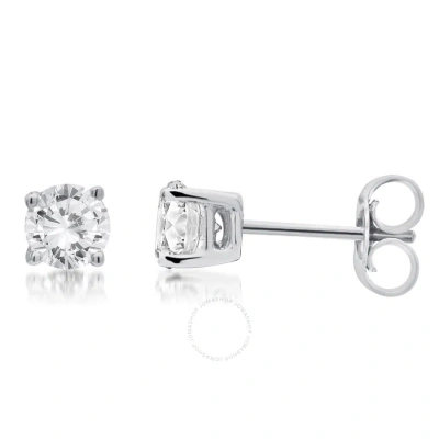 Diamondmuse Diamond Muse 0.75 Cttw 14kt White Gold Round Cut Diamond Stud Earrings For Women In Metallic