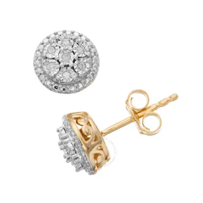 Diamondmuse Diamond Muse 0.10 Cttw Yellow Gold Over Sterling Silver Diamond Cluster Stud Earrings In Metallic