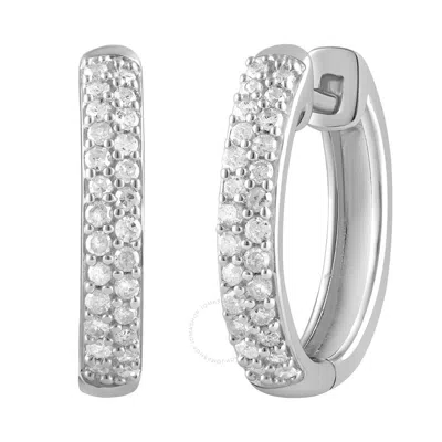 Diamondmuse Diamond Muse 0.25 Cttw White Gold Over Sterling Silver Round Cut Diamond Hoop Earrings For Women
