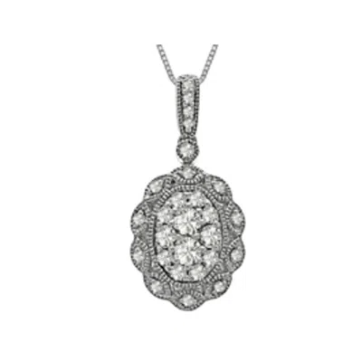 Diamondmuse Diamond Muse 0.36 Cttw 10kt White Gold Oval Diamond Pendant Necklace For Women