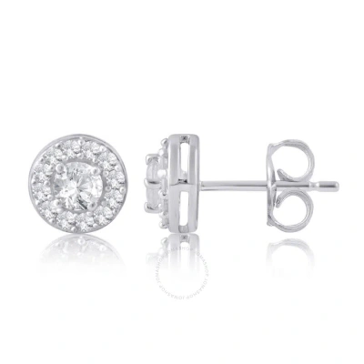 Diamondmuse Diamond Muse 1.00 Cttw 10kt White Gold Round Cut Diamond Stud Earrings For Women In Metallic