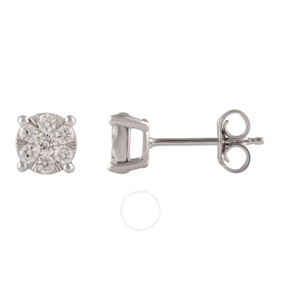 Diamondmuse Diamond Muse 1.00 Cttw 10kt White Gold Round Cut Diamond Stud Earrings For Women In Gray