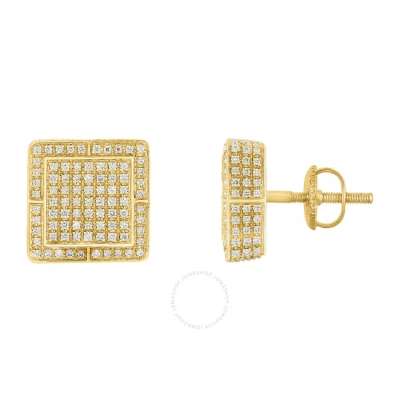 Diamondmuse Diamond Muse 1.00 Cttw 14kt Gold Classy Square Diamond Cluster Stud Earrings For Women For Women