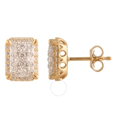 Diamondmuse Diamond Muse 1.00 Cttw 14kt Gold Round Cut Diamond Cluster Stud Earrings For Women In Yellow