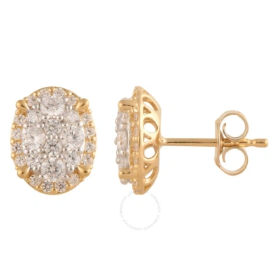 Diamondmuse Diamond Muse 1.00 Cttw 14kt Gold Round Cut Diamond Oval Stud Earrings For Women In Yellow