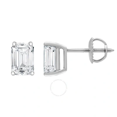 Diamondmuse Diamond Muse 1.00 Cttw 14kt White Gold Emerald Cut Diamond Stud Earrings For Women In Metallic