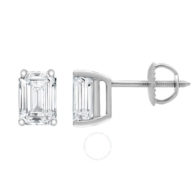 Diamondmuse Diamond Muse 1.00 Cttw 14kt White Gold Emerald Cut Diamond Stud Earrings For Women