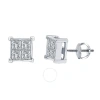 Diamondmuse Diamond Muse 1.00 Cttw 14kt White Gold Princess Cut Diamond Stud Earrings For Women In White