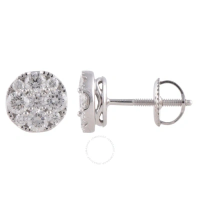 Diamondmuse Diamond Muse 1.00 Cttw 14kt White Gold Round Cut Diamond Cluster Stud Earrings For Women In Metallic