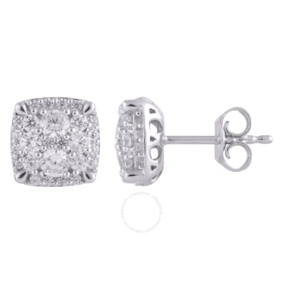 Diamondmuse Diamond Muse 1.00 Cttw 14kt White Gold Round Cut Diamond Cluster Stud Earrings For Women