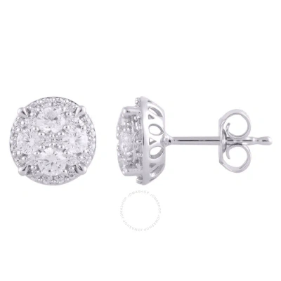 Diamondmuse Diamond Muse 1.00 Cttw 14kt White Gold Round Cut Diamond Cluster Stud Earrings For Women