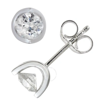 Diamondmuse Diamond Muse 1.00 Cttw 14kt White Gold Round Cut Diamond Stud Earrings For Women In Metallic