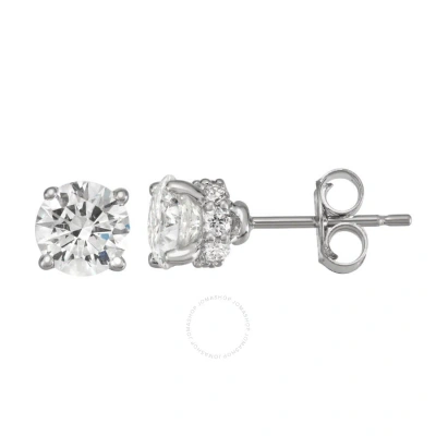 Diamondmuse Diamond Muse 1.00 Cttw 14kt White Gold Round Cut Diamond Stud Earrings For Women In Metallic