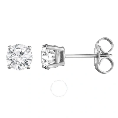 Diamondmuse Diamond Muse 1.00 Cttw 14kt White Gold Round Cut Diamond Stud Earrings For Women In Metallic