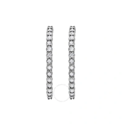 Diamondmuse Diamond Muse 1.00 Cttw White Gold Over Sterling Silver Inside Out Diamond Hoop Earrings For Women