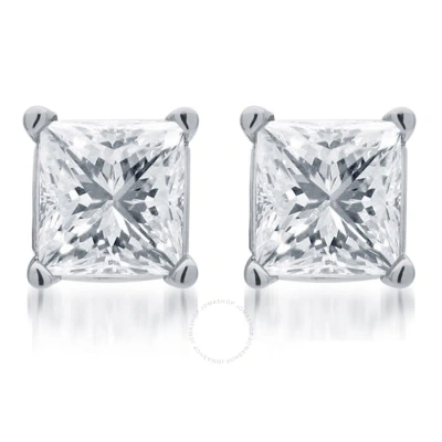 Diamondmuse Diamond Muse 1.50 Cttw 14kt White Gold Solitaire Diamond Stud Earrings For Women In Gray