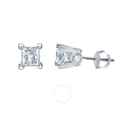 Diamondmuse Diamond Muse 1.50 Cttw14kt White Gold Princess Cut Diamond Stud Earrings For Women