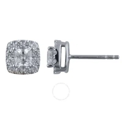 Diamondmuse Diamond Muse 1.00 Cttw 14kt White Gold Princess Cut Diamond Stud Earrings For Women In White/gold Tone