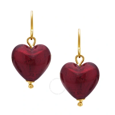 Diamondmuse Diamond Muse 10kt Gold Heart Earrings For Women In Red