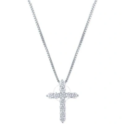 Diamondmuse Diamond Muse 2.00 Cttw 14kt White Gold Diamond Cross Pendant Necklace For Women