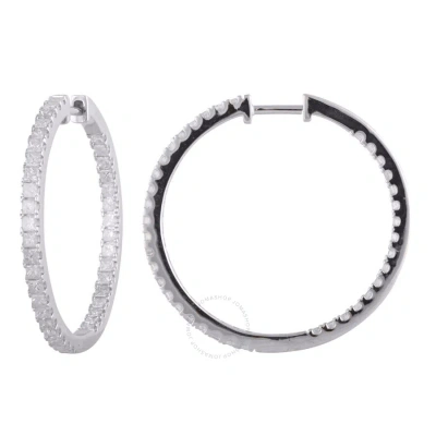 Diamondmuse Diamond Muse 2.00 Cttw 14kt White Gold Inside Out Diamond Hoop Earrings For Women