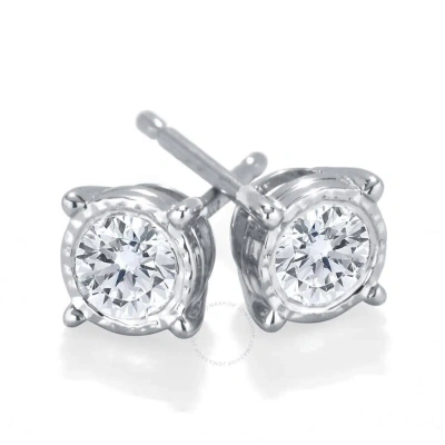 Diamondmuse Diamond Muse 2/5 Cttw 14kt White Gold Round Cut Diamond Stud Earrings For Women In Metallic
