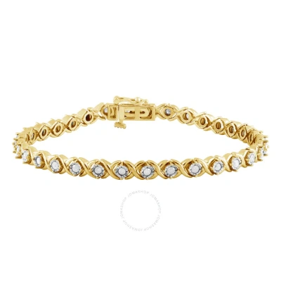 Diamondmuse Diamond Muse Classy 1.00 Carat Real Diamond Xo Bracelet Prong Set Yellow Gold Rhodium Plated Over St