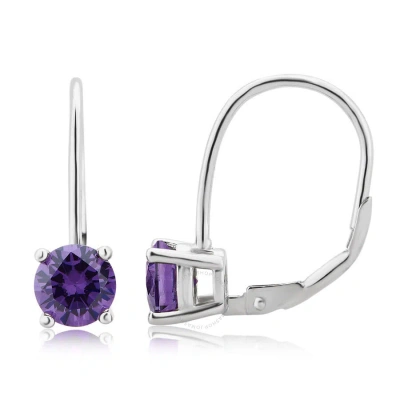 Diamondmuse Diamond Muse Created Amethyst White Gold Over Sterling Silver Hoop Earrings For Women In Purple