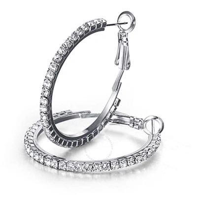 Diamondmuse Diamond Muse Cz White Gold Over Sterling Silver Hoop Earrings For Women In Metallic