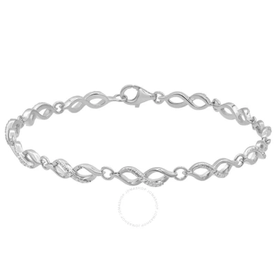 Diamondmuse Diamond Muse Prong Set Diamond Accent Infinity Link Bracelet In White Rhodium Plated Sterling Silver