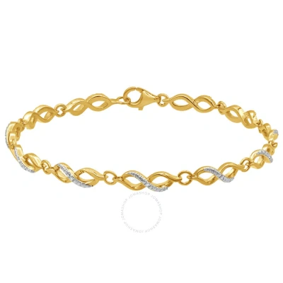Diamondmuse Diamond Muse Prong Set Diamond Accent Infinity Link Bracelet In Yellow Flash Plated Sterling Silver  In Gold