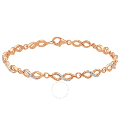Diamondmuse Diamond Muse Rose Gold Over Sterling Silver Diamond Accent Infinity Link Bracelet For Women In Pink
